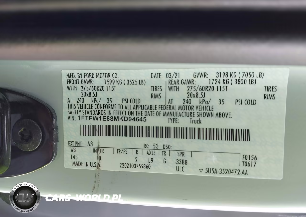2021 Ford F-150 Xlt VIN:1FTFW1E88MKD94645 - 9