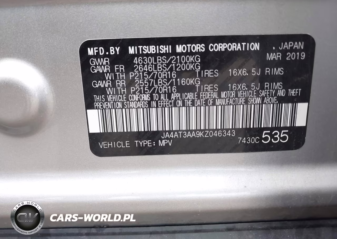 2019 Mitsubishi Eclipse Cross Es VIN:JA4AT3AA9KZ046343 - 9