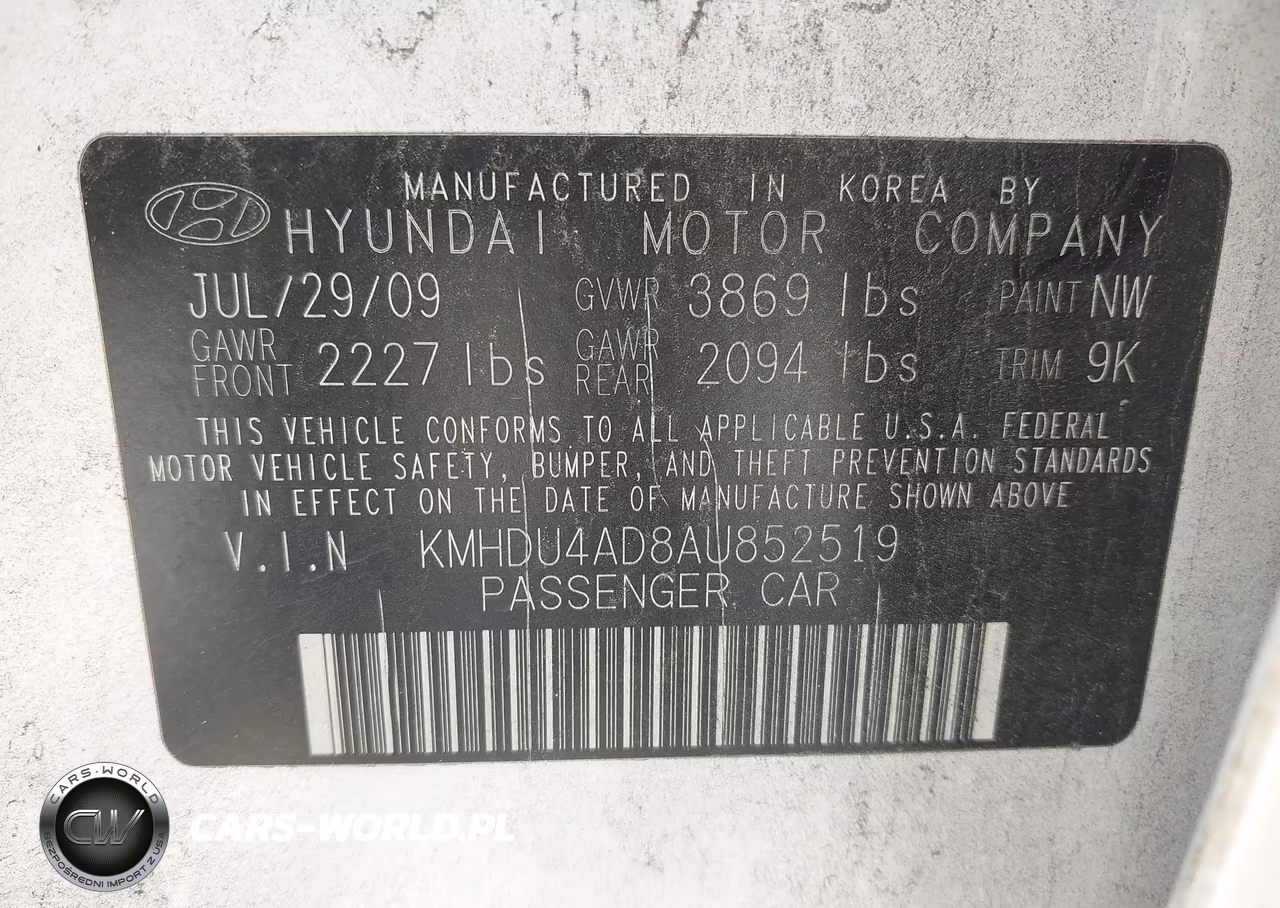 2010 Hyundai Elantra Gls VIN:KMHDU4AD8AU852519 - 9