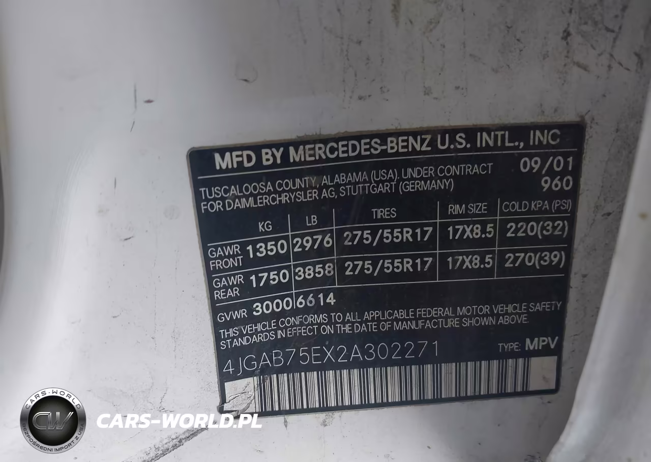 2002 Mercedes-Benz Ml 500 VIN:4JGAB75EX2A302271 - 9