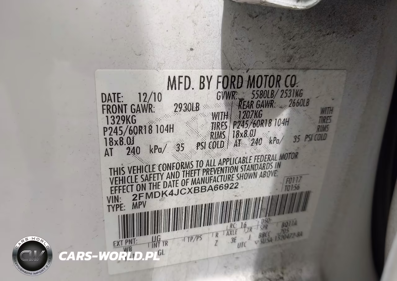 2011 Ford Edge Sel VIN:2FMDK4JCXBBA66922 - 9