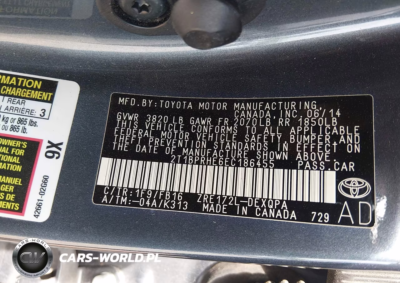 2014 Toyota Corolla Le Eco VIN:2T1BPRHE6EC186455 - 9