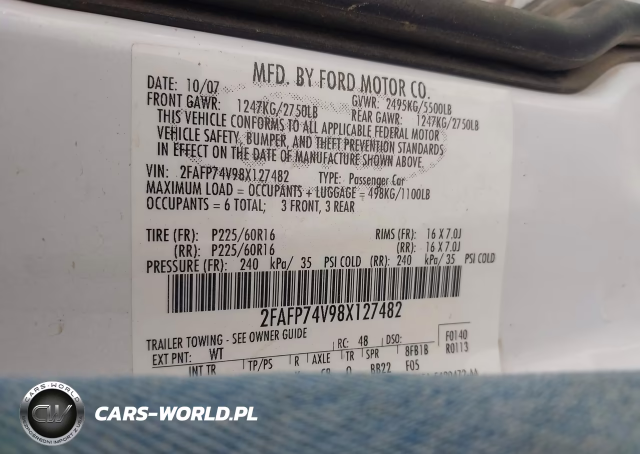 2008 Ford Crown Victoria Lx VIN:2FAFP74V98X127482 - 9