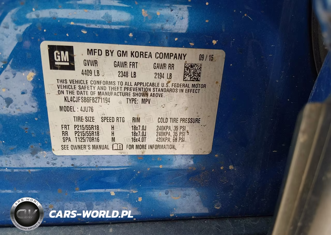 2015 Buick Encore Convenience VIN:KL4CJFSB6FB271194 - 9