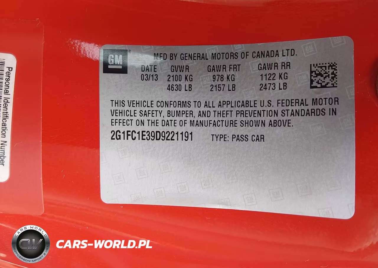 2013 Chevrolet Camaro 2Lt VIN:2G1FC1E39D9221191 - 9