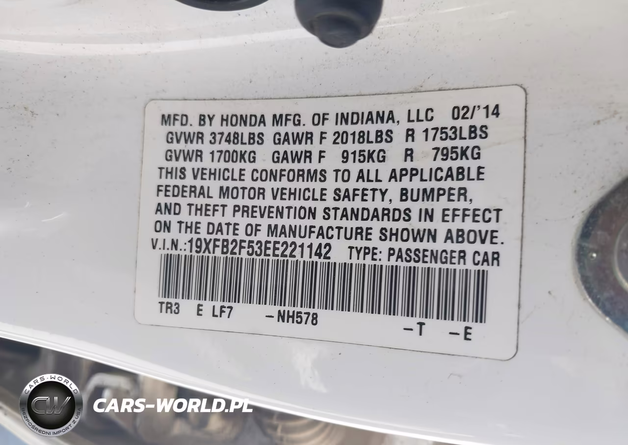 2014 Honda Civic Lx VIN:19XFB2F53EE221142 - 9