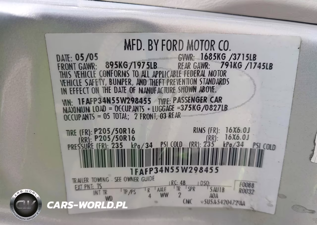 2005 Ford Focus Zx4 VIN:1FAFP34N55W298455 - 9