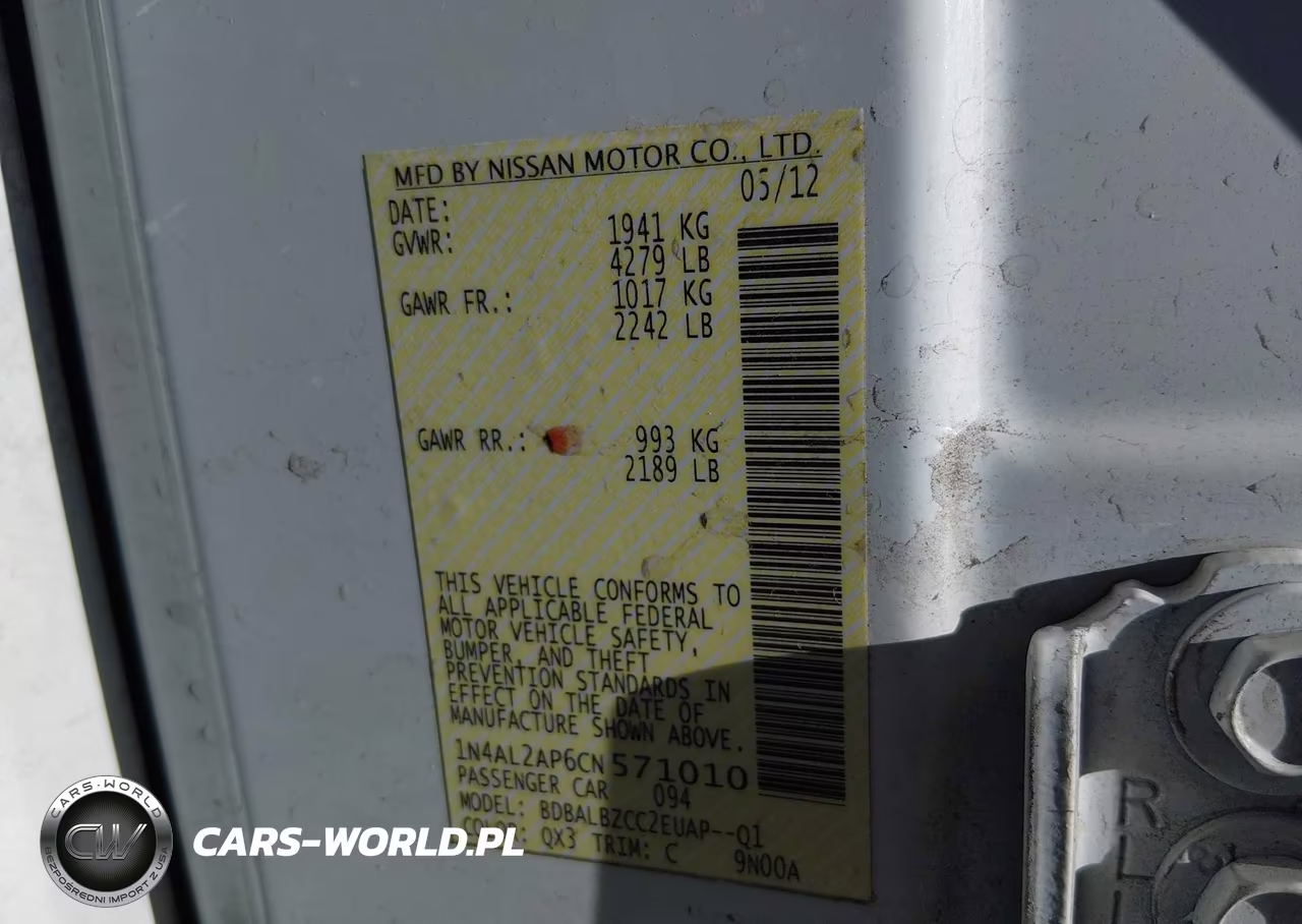 2012 Nissan Altima 2.5 S VIN:1N4AL2AP6CN571010 - 9