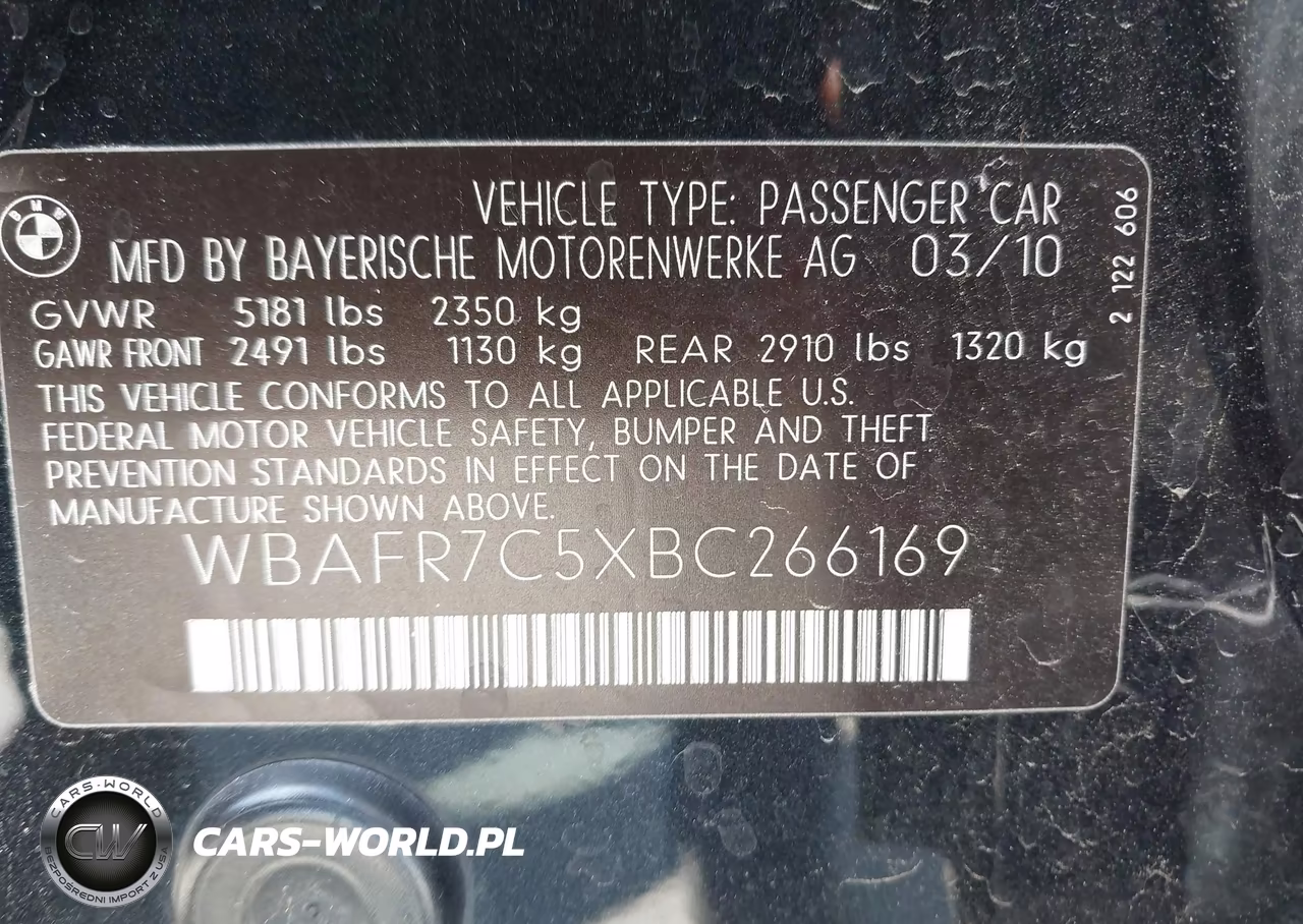 2011 BMW 535I VIN:WBAFR7C5XBC266169 - 9