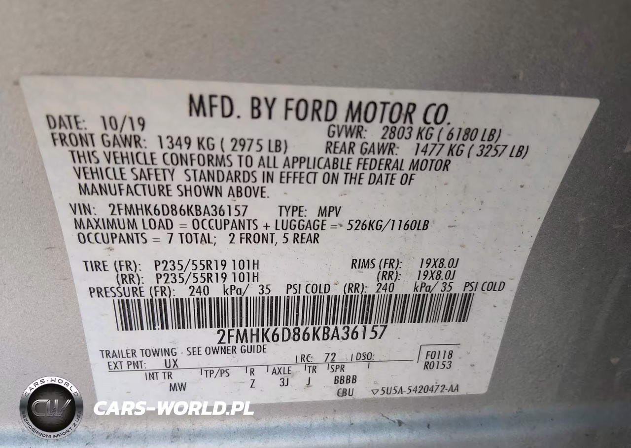 2019 Ford Flex Limited VIN:2FMHK6D86KBA36157 - 9