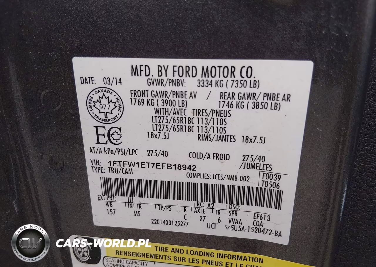 2014 Ford F-150 Xlt VIN:1FTFW1ET7EFB18942 - 9