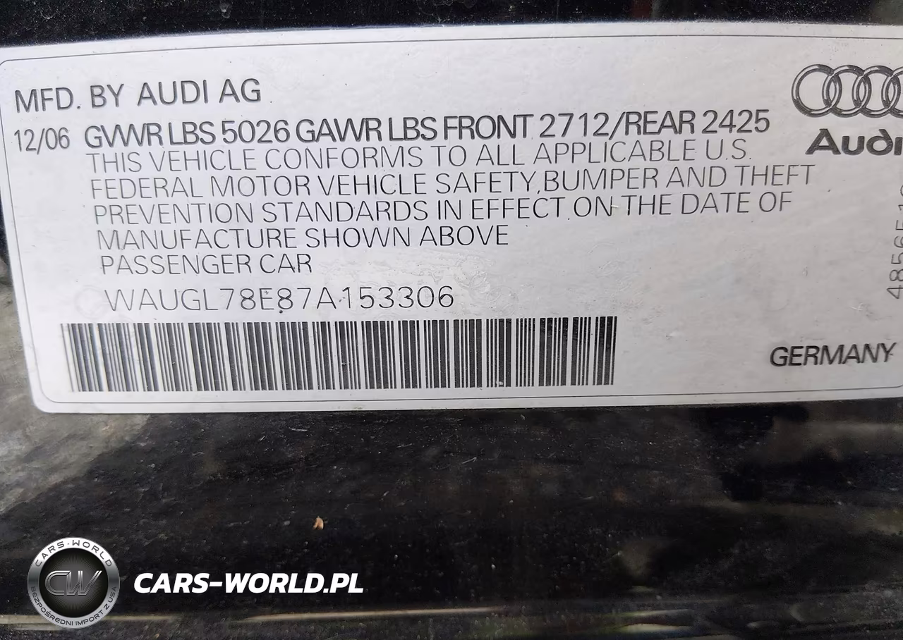 2007 Audi S4 4.2 VIN:WAUGL78E87A153306 - 9
