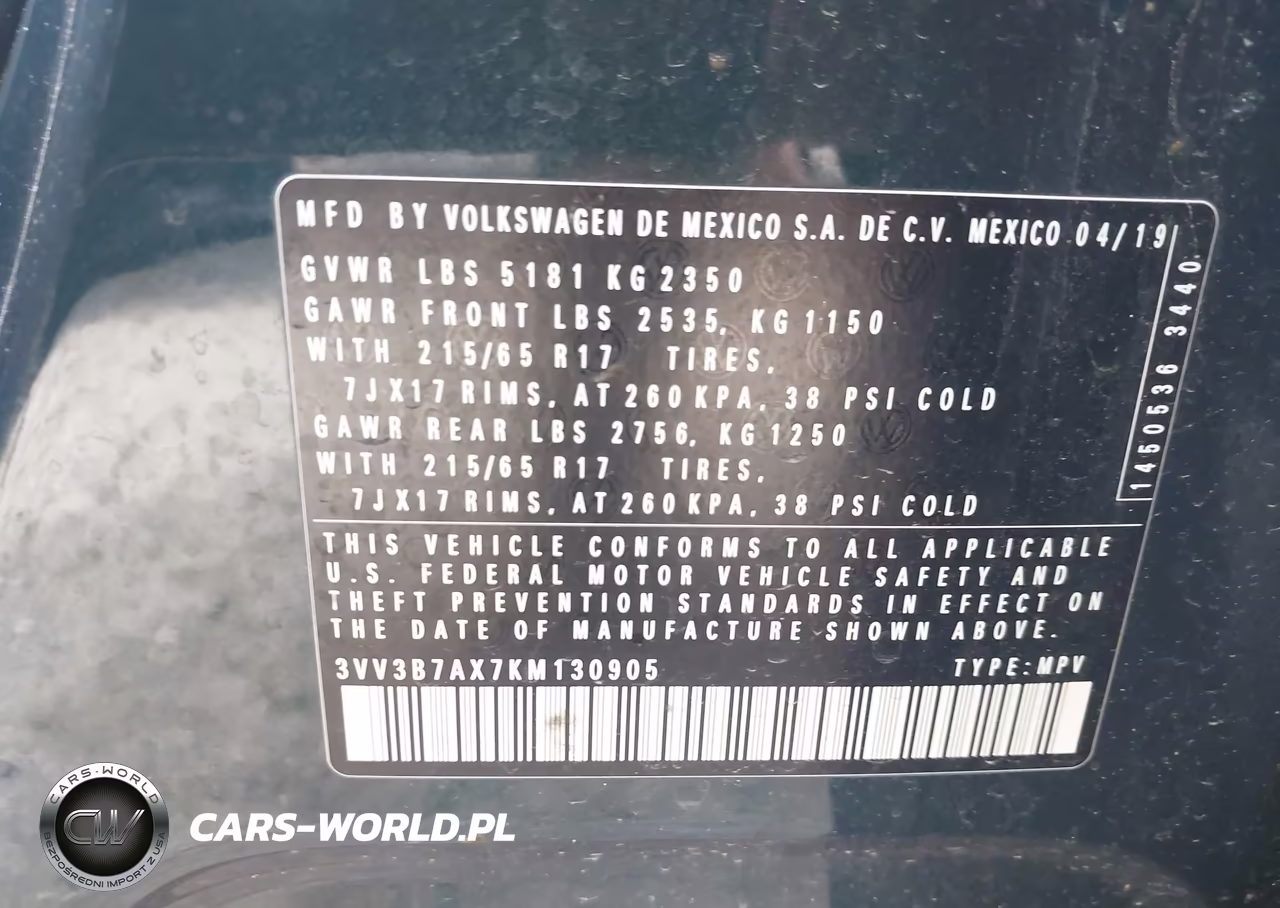 2019 Volkswagen Tiguan 2.0T Se-2.0T Sel-2.0T Sel R-Line-2.0T Sel R-Line Black VIN:3VV3B7AX7KM130905 - 9