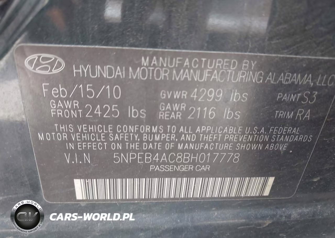 2011 Hyundai Sonata Gls VIN:5NPEB4AC8BH017778 - 9