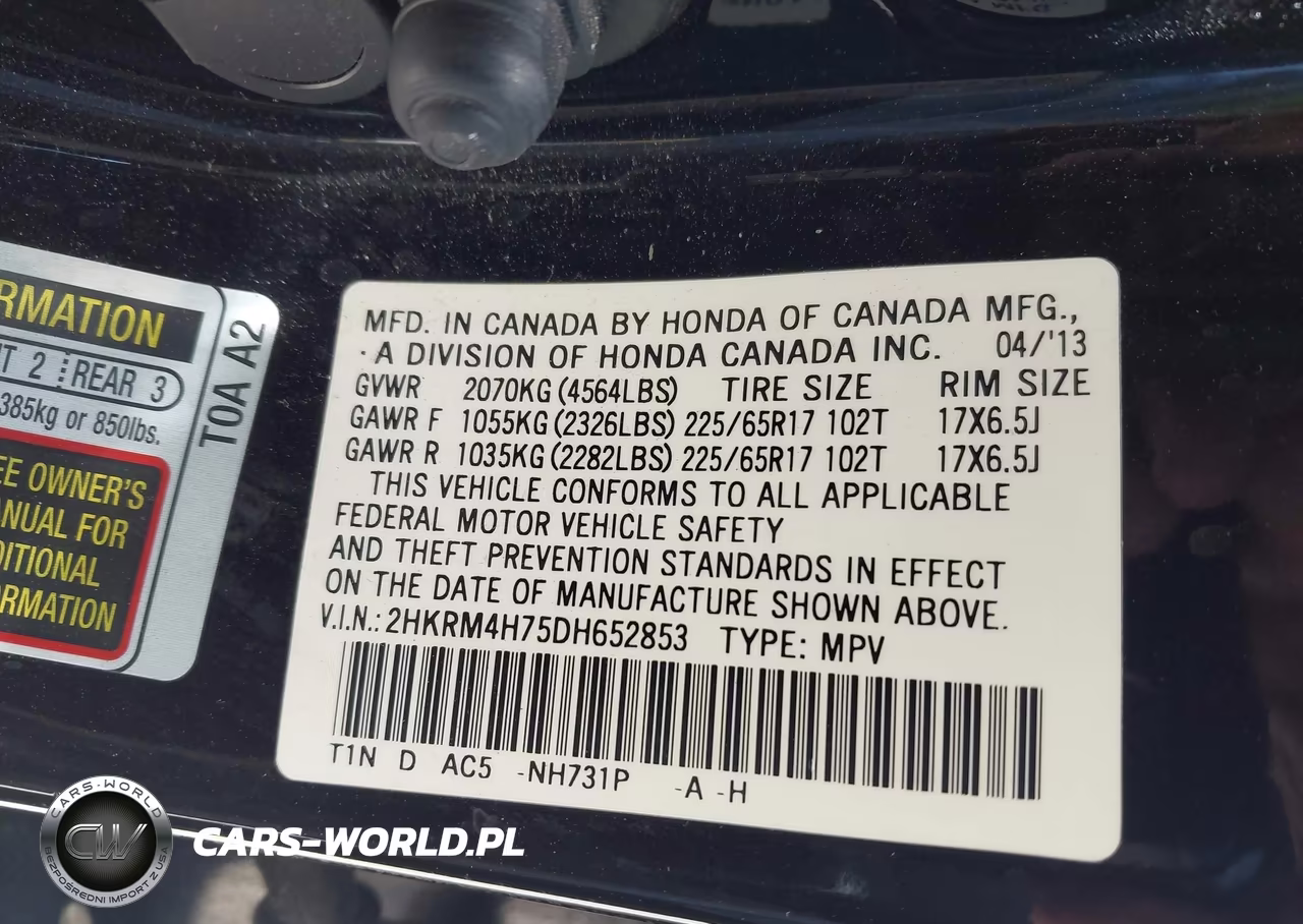 2013 Honda Cr-V Ex-L VIN:2HKRM4H75DH652853 - 9
