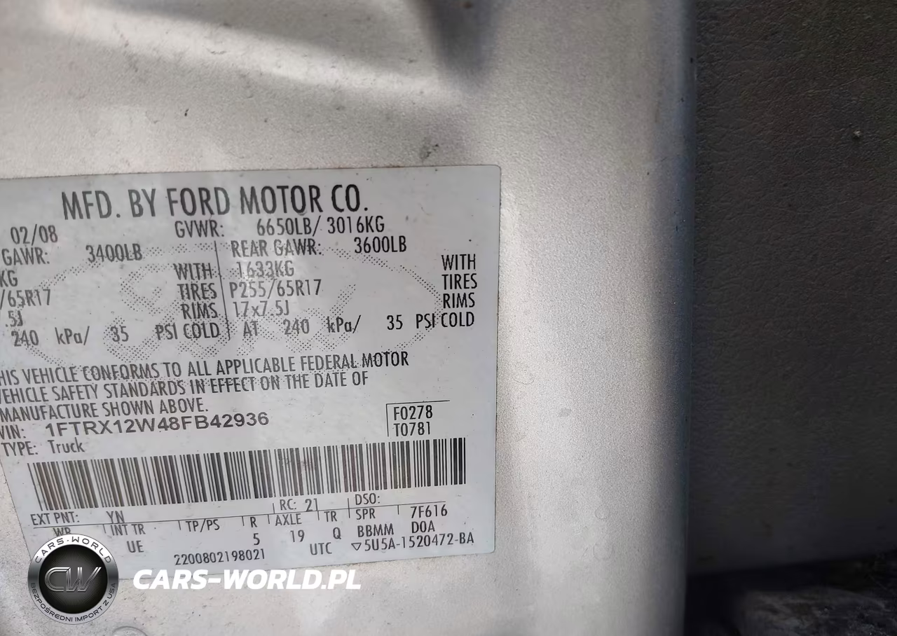 2008 Ford F-150 Fx2-Stx-Xl-Xlt VIN:1FTRX12W48FB42936 - 9