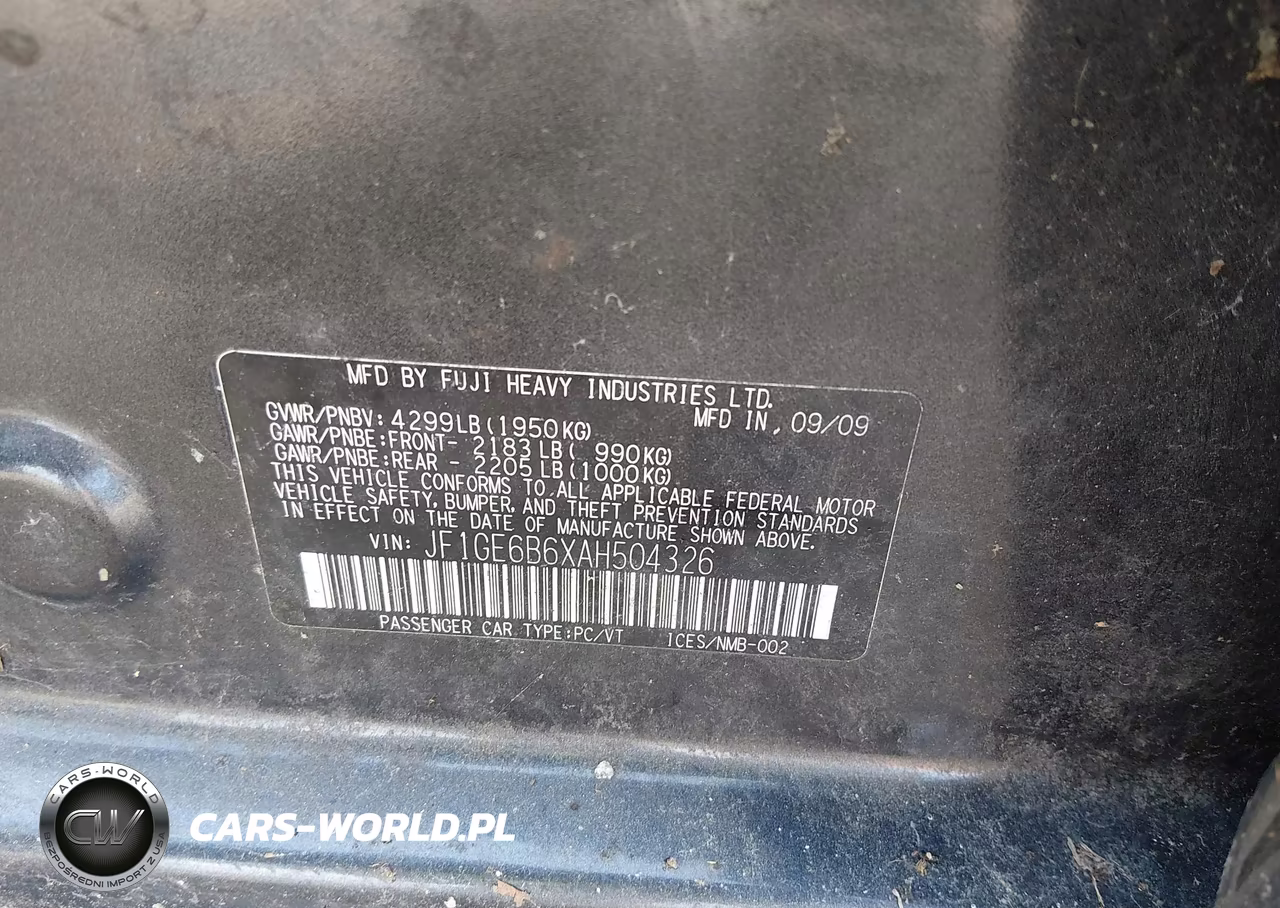 2010 Subaru Impreza 2.5I Premium VIN:JF1GE6B6XAH504326 - 9