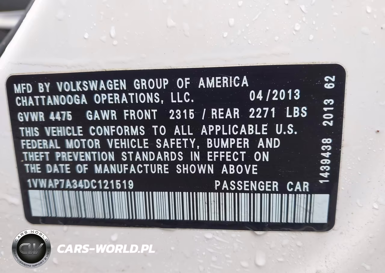 2013 Volkswagen Passat 2.5L S VIN:1VWAP7A34DC121519 - 9