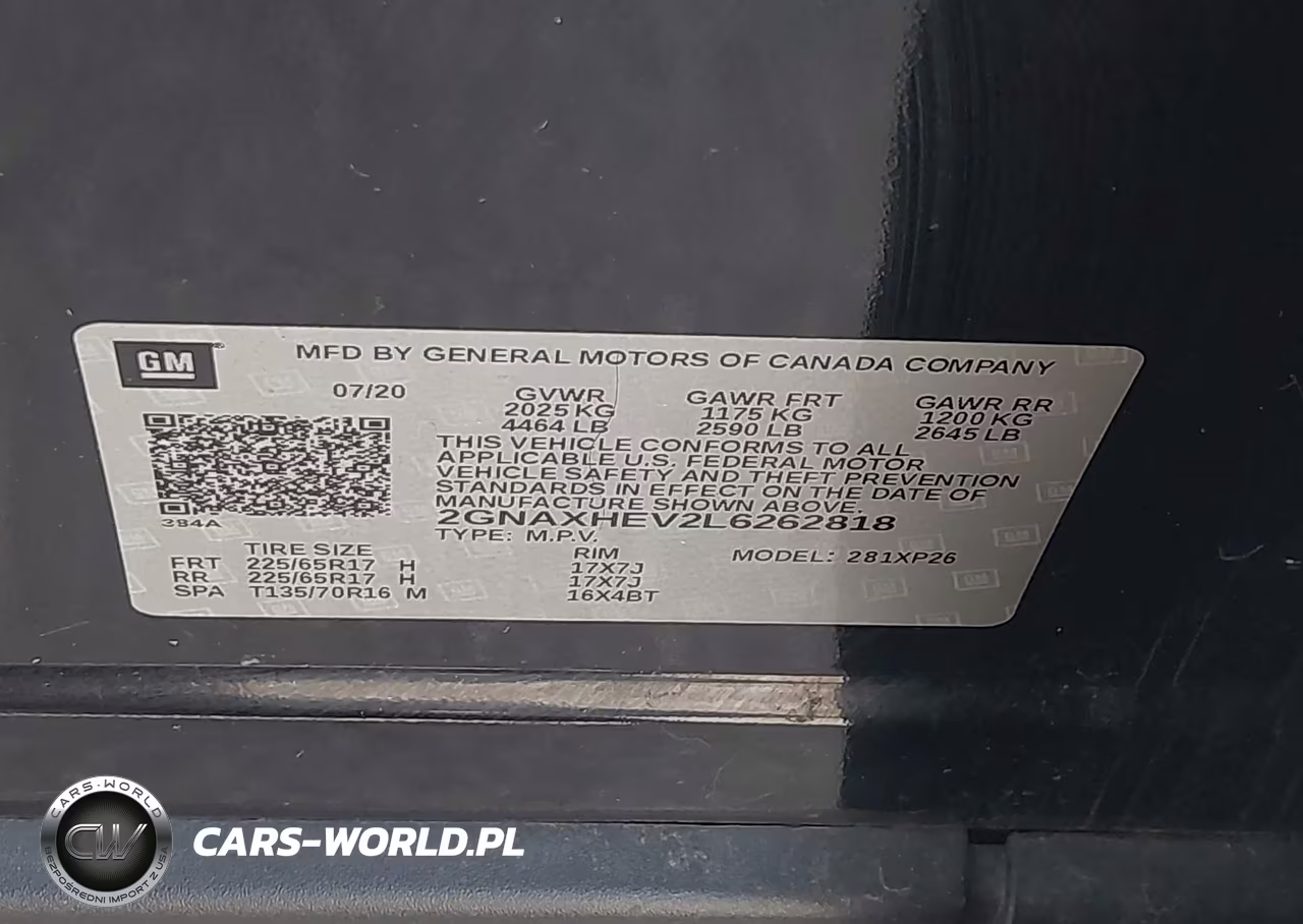2020 Chevrolet Equinox Ls VIN:2GNAXHEV2L6262818 - 9