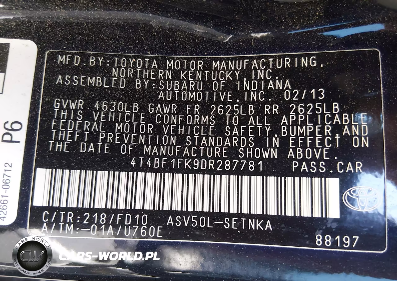 2013 Toyota Camry Le VIN:4T4BF1FK9DR287781 - 9