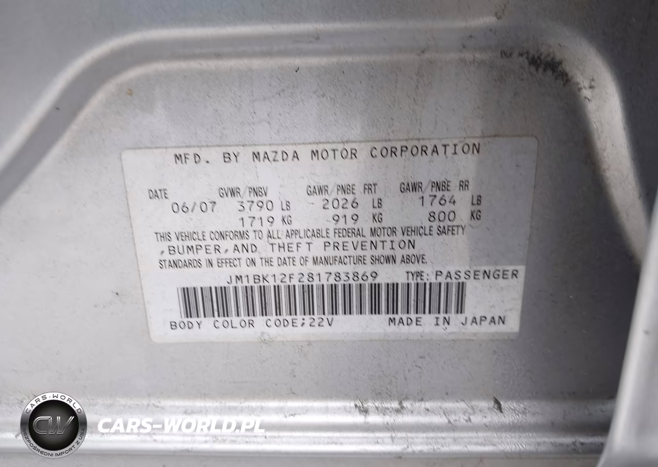 2008 Mazda Mazda3 I Sport VIN:JM1BK12F281783869 - 9