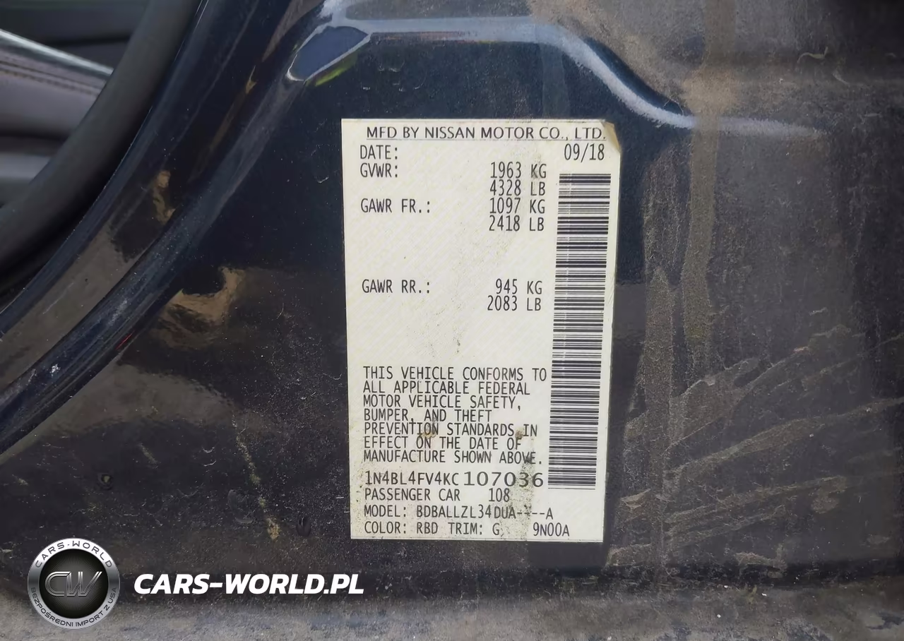 2019 Nissan Altima 2.5 Platinum VIN:1N4BL4FV4KC107036 - 9