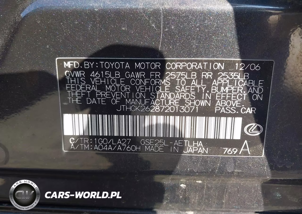 2007 Lexus Is 250 VIN:JTHCK262872013071 - 9