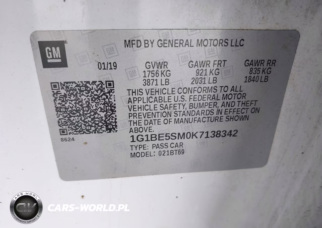 2019 Chevrolet Cruze Lt VIN:1G1BE5SM0K7138342 - 9
