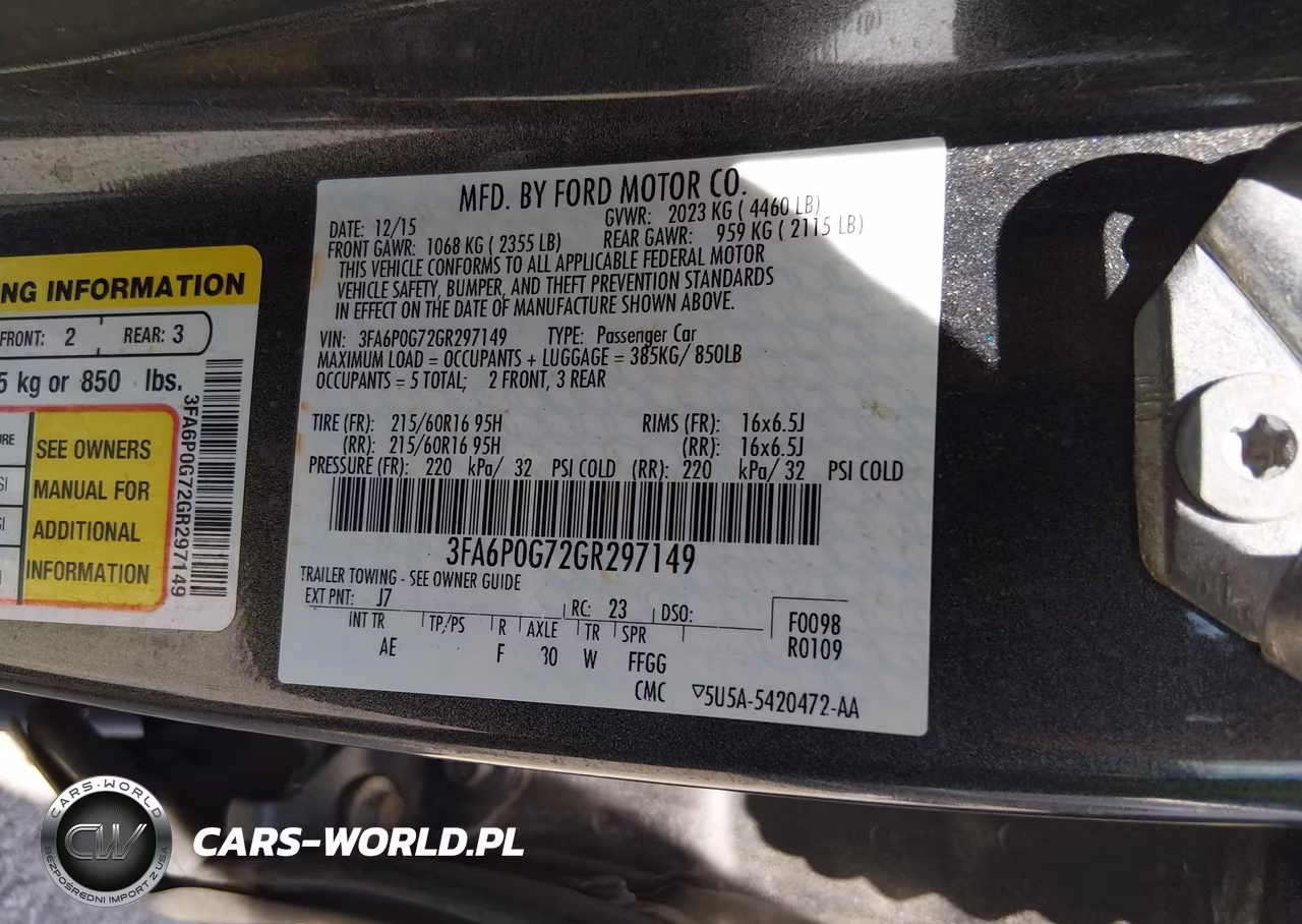 2016 Ford Fusion S VIN:3FA6P0G72GR297149 - 9