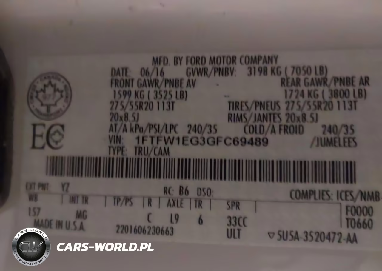 2016 Ford F-150 Xlt VIN:1FTFW1EG3GFC69489 - 9