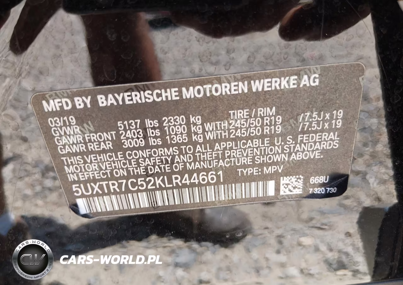 2019 BMW X3 Sdrive30I VIN:5UXTR7C52KLR44661 - 9