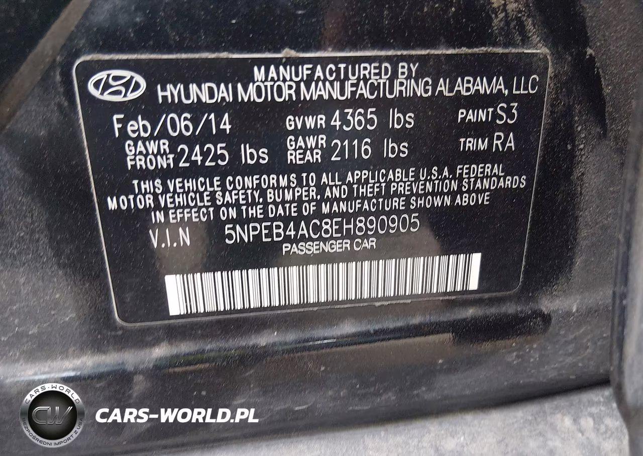 2014 Hyundai Sonata Gls VIN:5NPEB4AC8EH890905 - 9