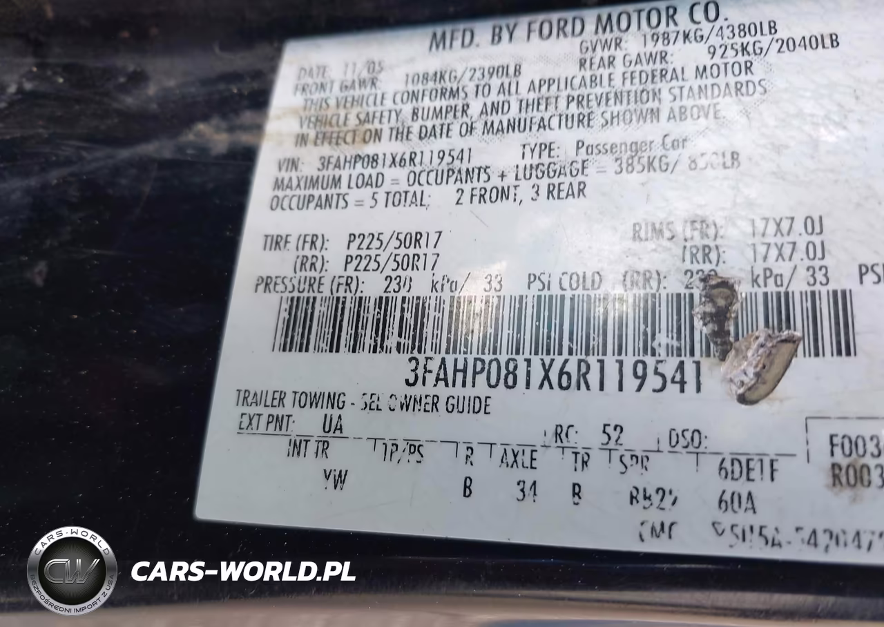 2006 Ford Fusion Sel VIN:3FAHP081X6R119541 - 9
