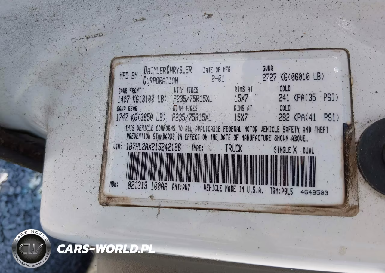2001 Dodge Dakota Slt-Sport VIN:1B7HL2AX21S242196 - 9