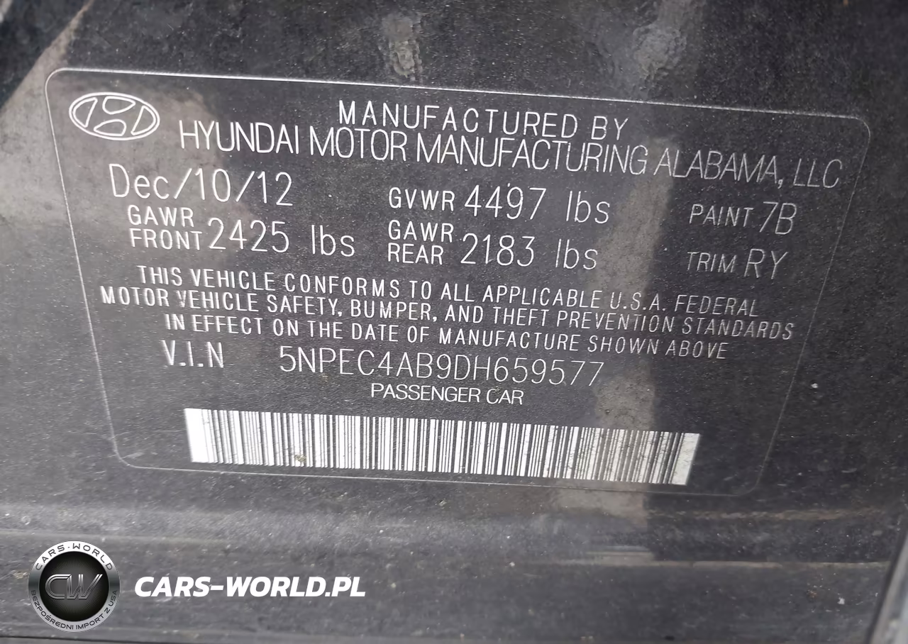2013 Hyundai Sonata Limited 2.0T VIN:5NPEC4AB9DH659577 - 9