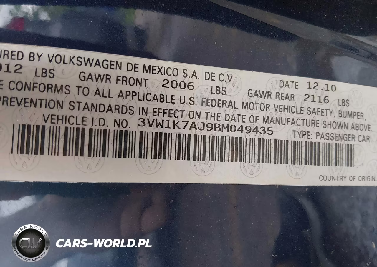 2011 Volkswagen Jetta 2.0L S VIN:3VW1K7AJ9BM049435 - 9