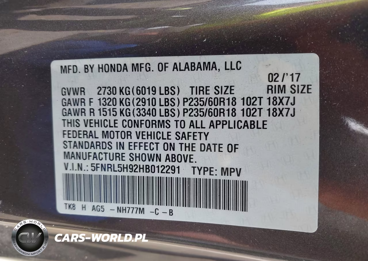2017 Honda Odyssey Touring-Touring Elite VIN:5FNRL5H92HB012291 - 9