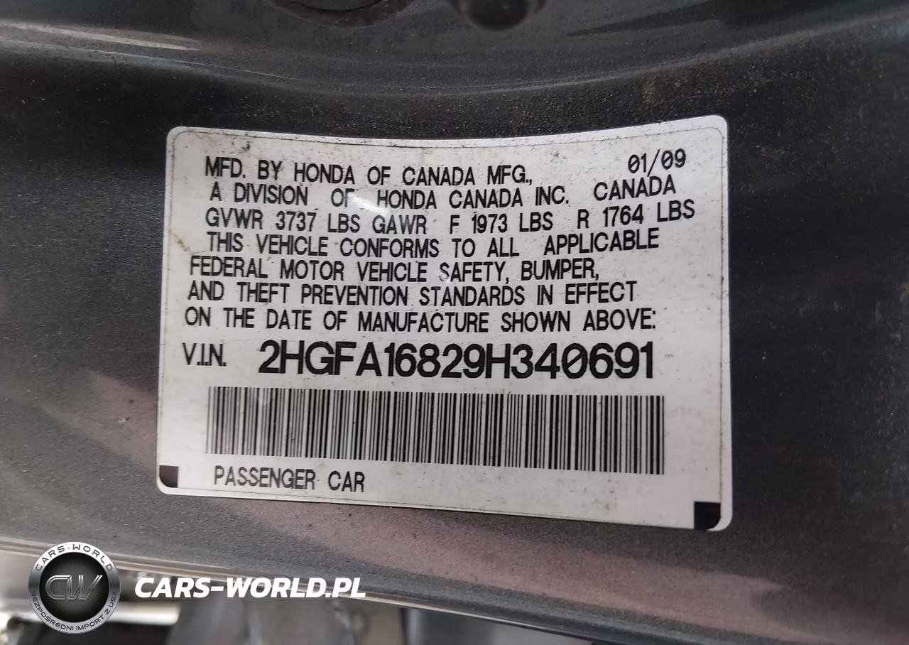 2009 Honda Civic Ex VIN:2HGFA16829H340691 - 9