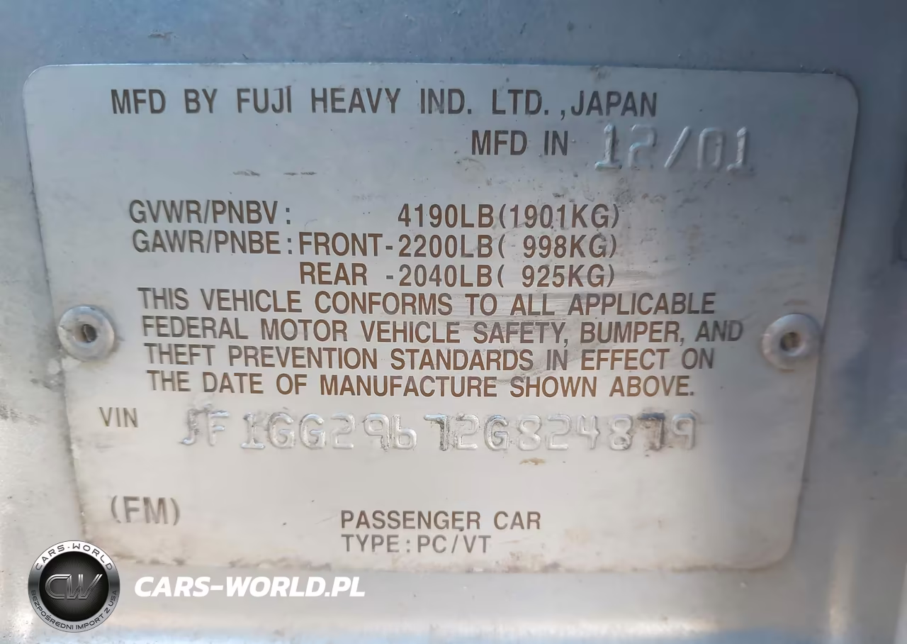 2002 Subaru Impreza Wrx VIN:JF1GG29672G824879 - 9