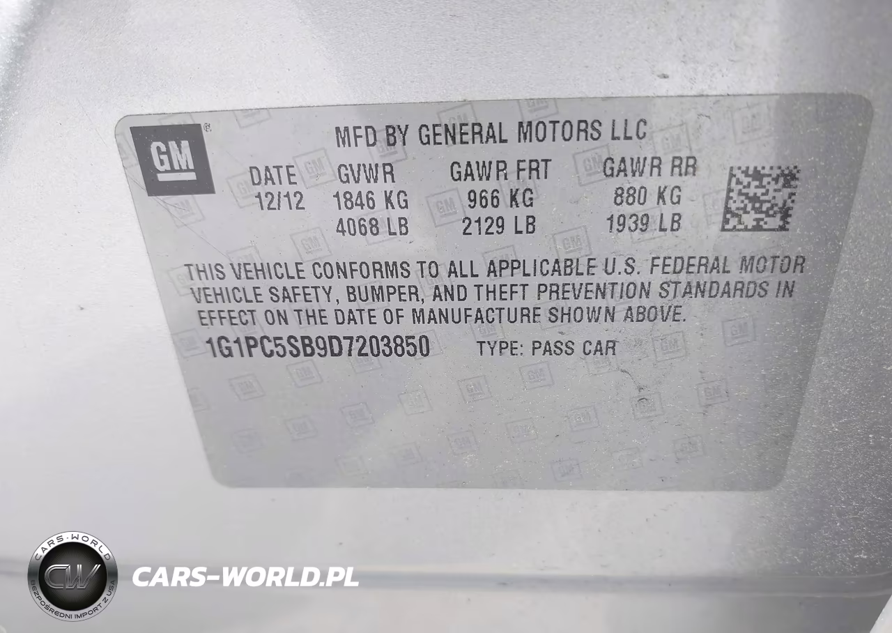 2013 Chevrolet Cruze 1Lt Auto VIN:1G1PC5SB9D7203850 - 9