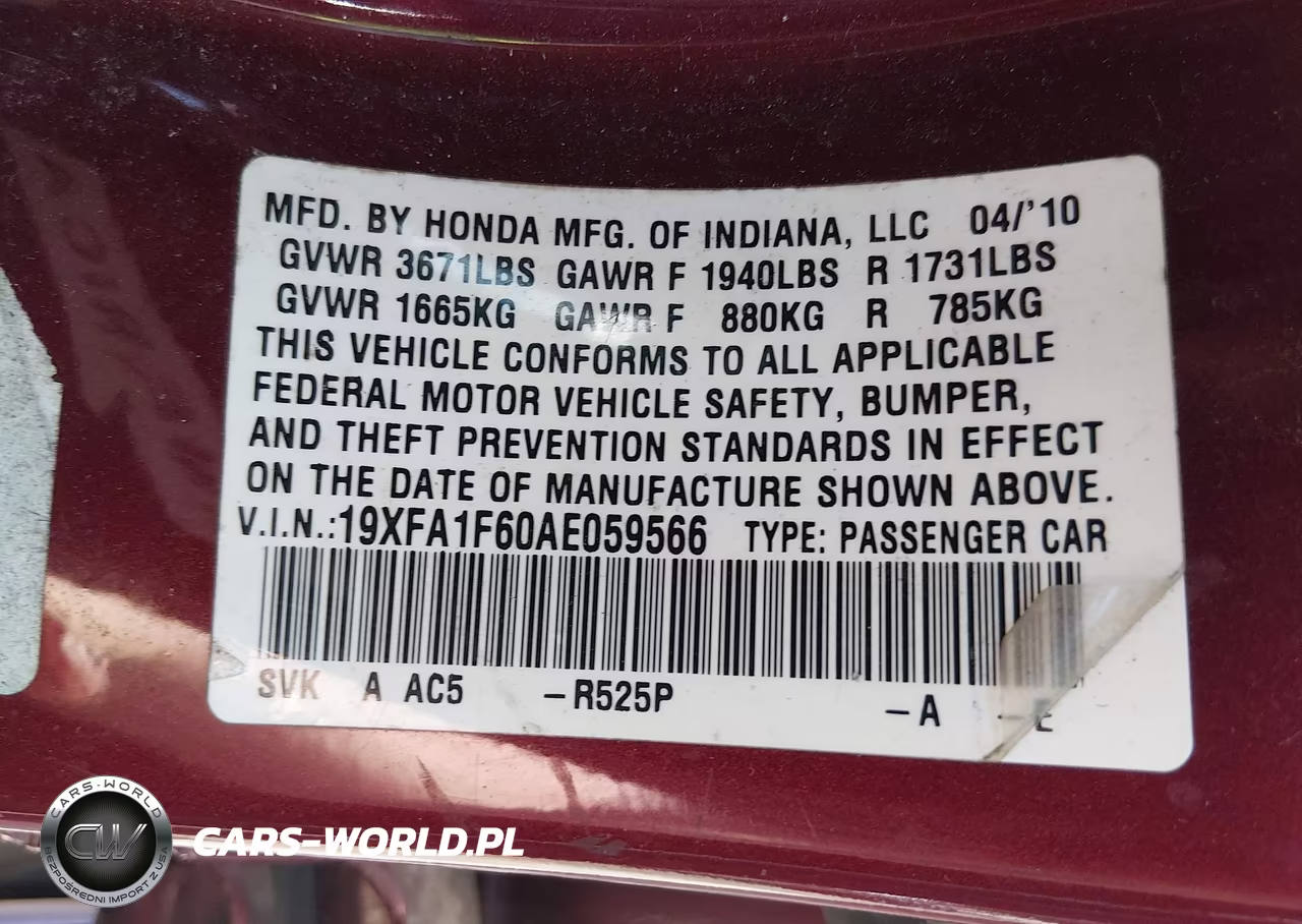 2010 Honda Civic Lx-S VIN:19XFA1F60AE059566 - 9