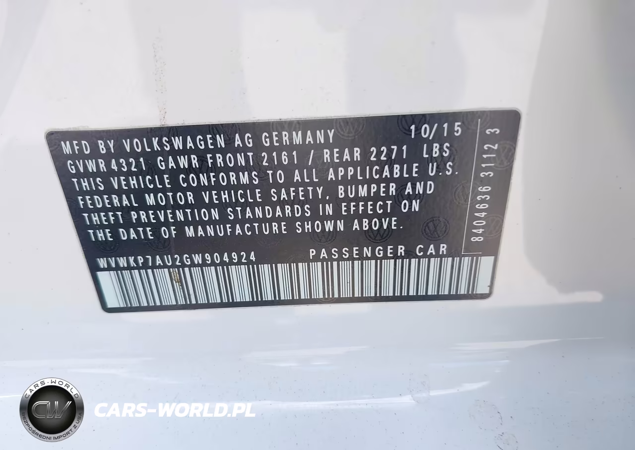 2016 Volkswagen E-Golf Se VIN:WVWKP7AU2GW904924 - 9