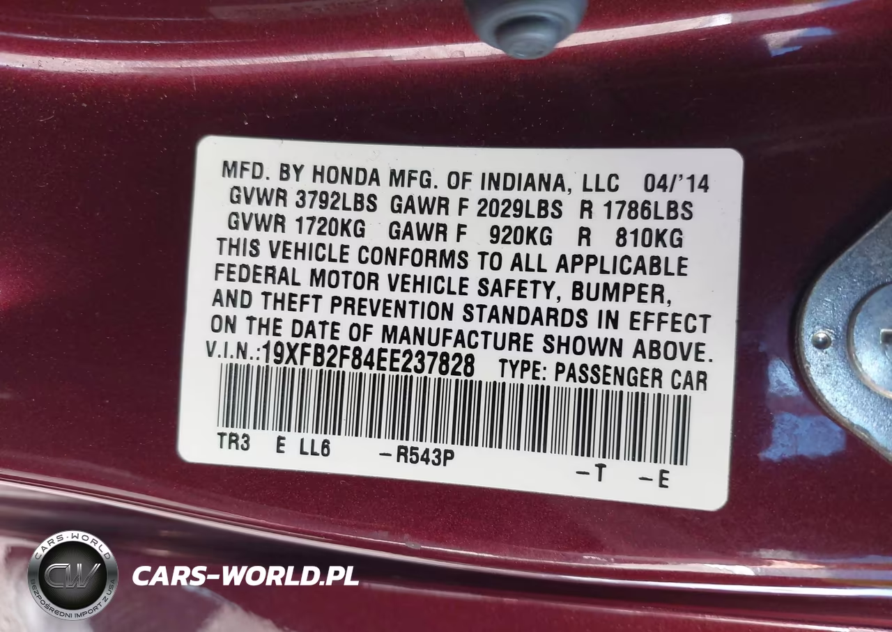2014 Honda Civic Ex VIN:19XFB2F84EE237828 - 9