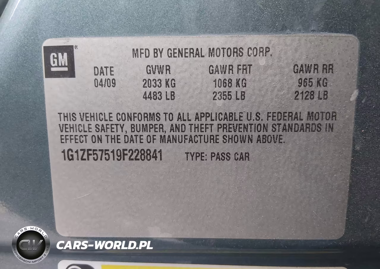 2009 Chevrolet Malibu Hybrid VIN:1G1ZF57519F228841 - 9