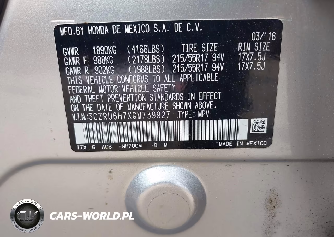2016 Honda Hr-V Ex-L VIN:3CZRU6H7XGM739927 - 9