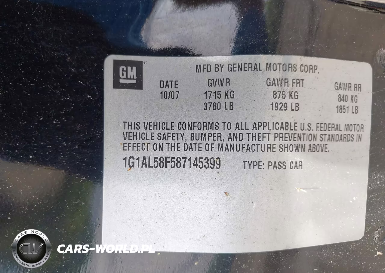 2008 Chevrolet Cobalt Lt VIN:1G1AL58F587145399 - 9