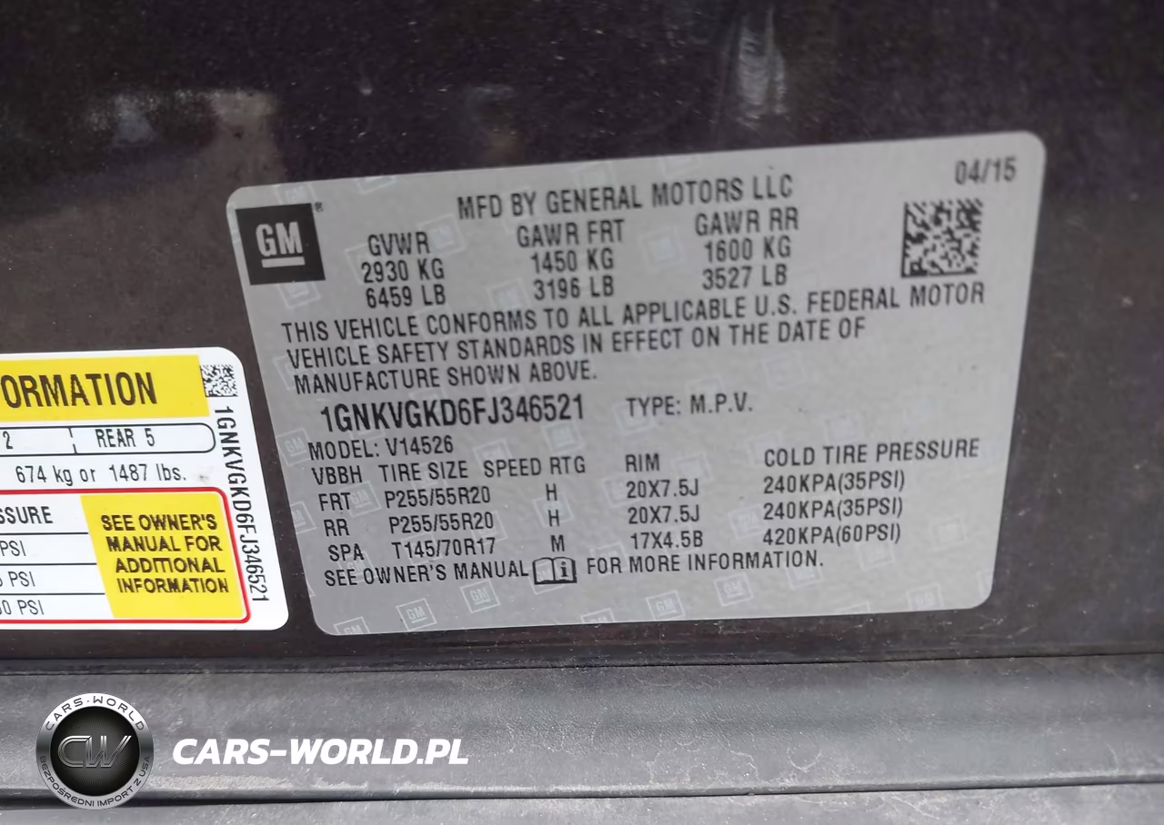 2015 Chevrolet Traverse 1Lt VIN:1GNKVGKD6FJ346521 - 9