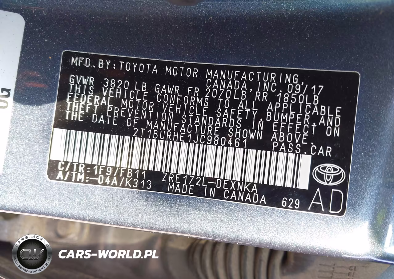 2018 Toyota Corolla Le VIN:2T1BURHE1JC980461 - 9