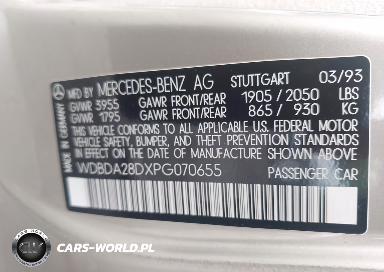1993 Mercedes-Benz 190 E 2.3 VIN:WDBDA28DXPGO7O655 - 9