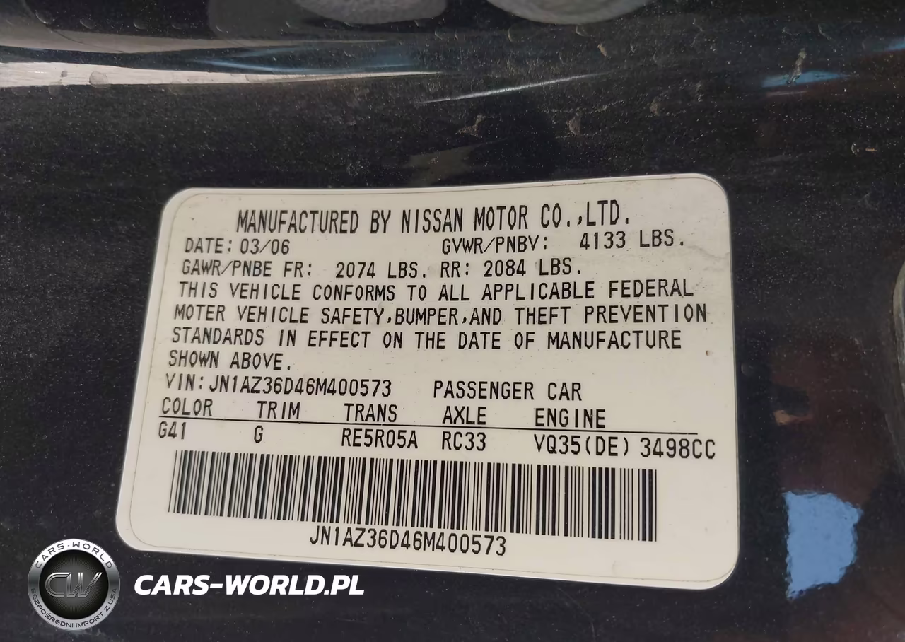 2006 Nissan 350Z Enthusiast VIN:JN1AZ36D46M400573 - 9